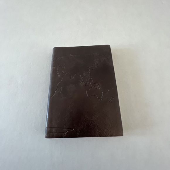 New Genuine Leather Made in Italy World Map Beautiful Lined Notebook - Brown - Picture 4 of 10